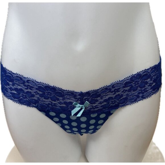 Honeydew Intimates M/L Pink-Blue Polka-Dot Lace Bow Waist Thong Panties-Set of 3 - Picture 3 of 10
